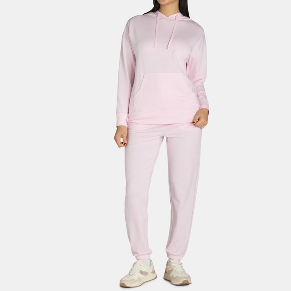 NEW Women 2 piece sweatsuit set Pull over Hoodie w Jogger Pants Pink M - Picture 1 of 17